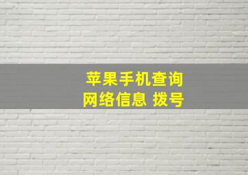 苹果手机查询网络信息 拨号